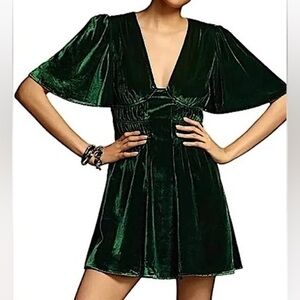 Green Velvet Anthropologie dress